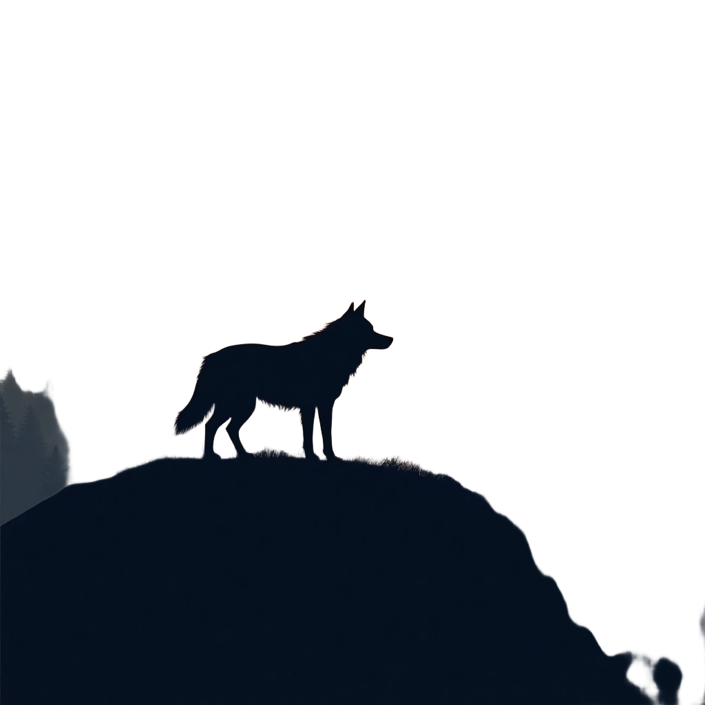 Wolf Silhouette on a Rock